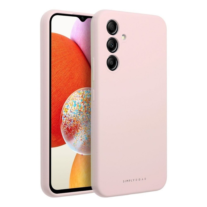 Калъф за телефон G-Tech Roar Cloud Skin, съвместим със Samsung Galaxy A14 / A14 5G, микрофибър от вътрешната страна, мек силикон, бледорозов