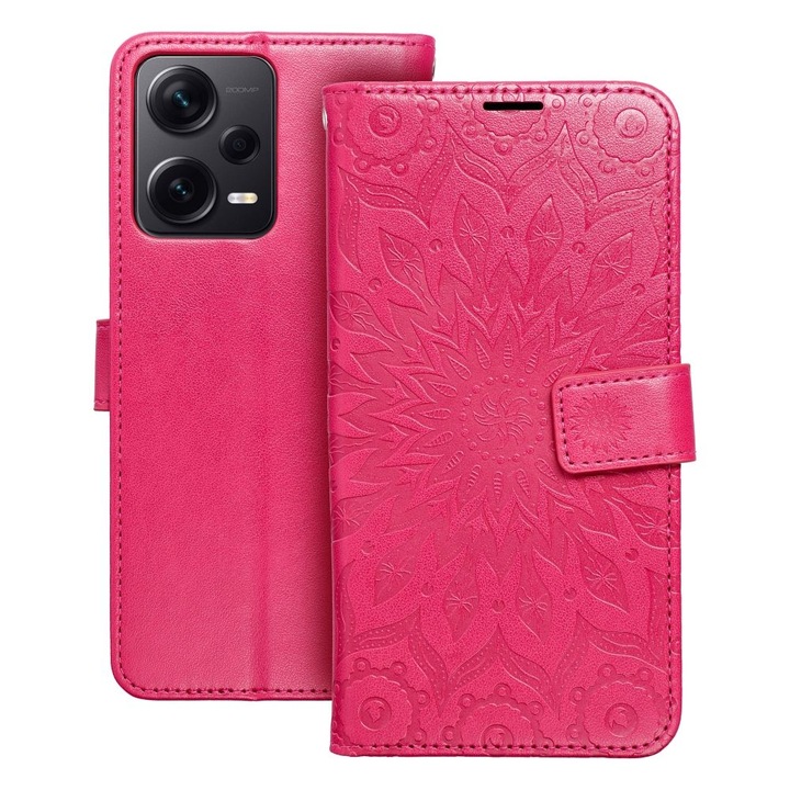 Husa flip cover Mezzo pentru Xiaomi Redmi NOTE 12 PRO Plus 5G, mandala magenta