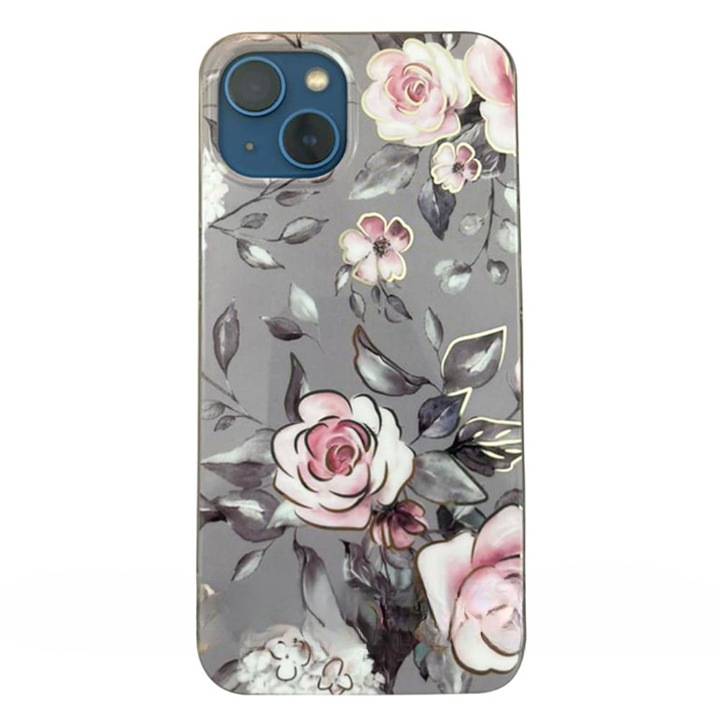 Tok iPhone 15 Plus készülékhez – Techsuit Marble Series – Ruth szürke virágzása
