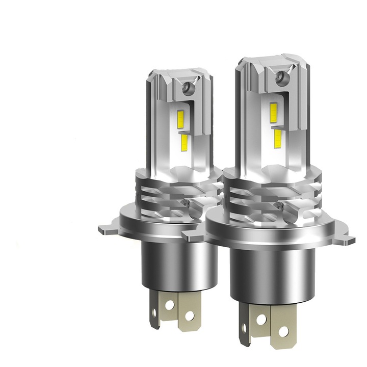 Set 2 becuri LED auto Auxito® H4 9003 HB2, 6500K, 12000 lumeni, fara cablu si ventilator, faza scurta + lunga, 12V
