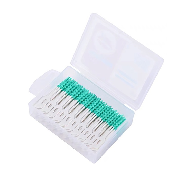 Set 200 periute interdentare, Silicon, Alb/Verde
