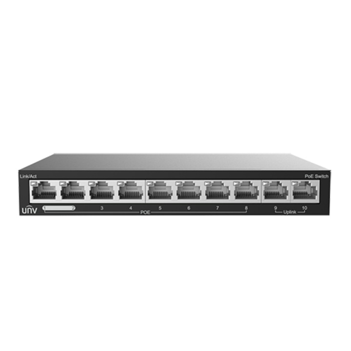 Kapcsoló 8 PoE port, 2 RJ45 uplink port - UNV NSW2020-10T-POE-IN