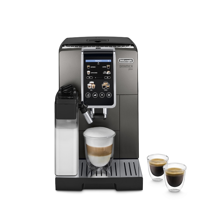 DeLonghi ECAM 380.95.TB Automata kávéfőző, 1450W, 15 bar, 1.8 l víztartály, Smart One Touch, LatteCreama Hot technológia, Szürke