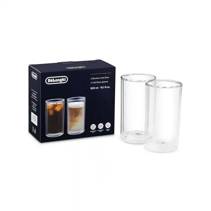DeLonghi DLSC325 Cold Brew nagy üvegpohár, 220 ml, 2 db