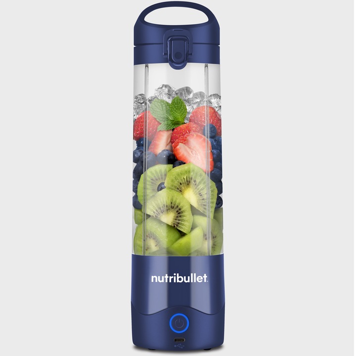 Blender portabil Nutribullet® OC003NBL, capacitate 475 ml, 15 utilizari per incarcare, USB-C, albastru