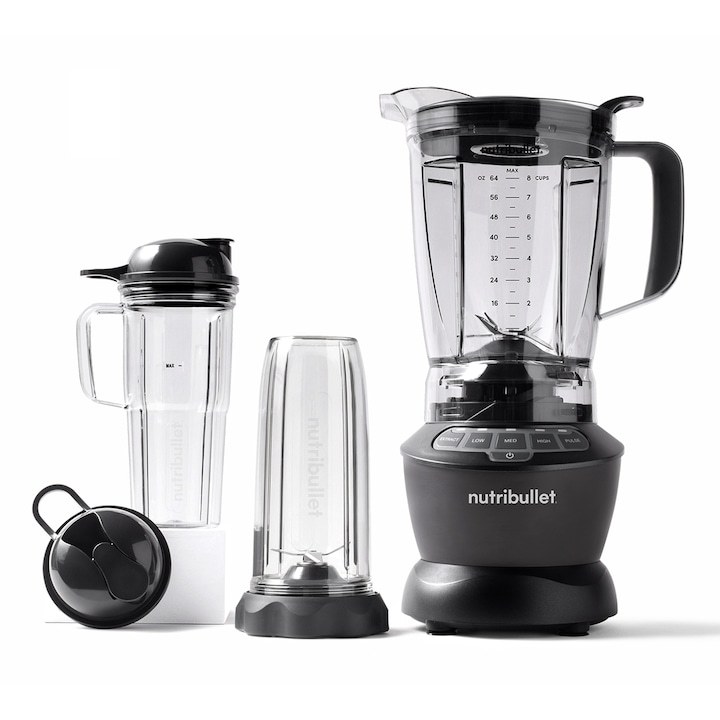 Блендер Nutribullet OC500DG, 1200W, 1,89 л кана + 710 мл пътна бутилка + 946 мл контейнер, 3 нива, сив