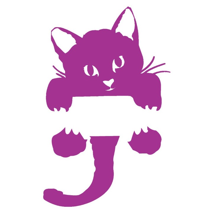 Sticker decorativ pentru intrerupator, Pisica, Mov inchis, 11.5 cm, S1018ST-9