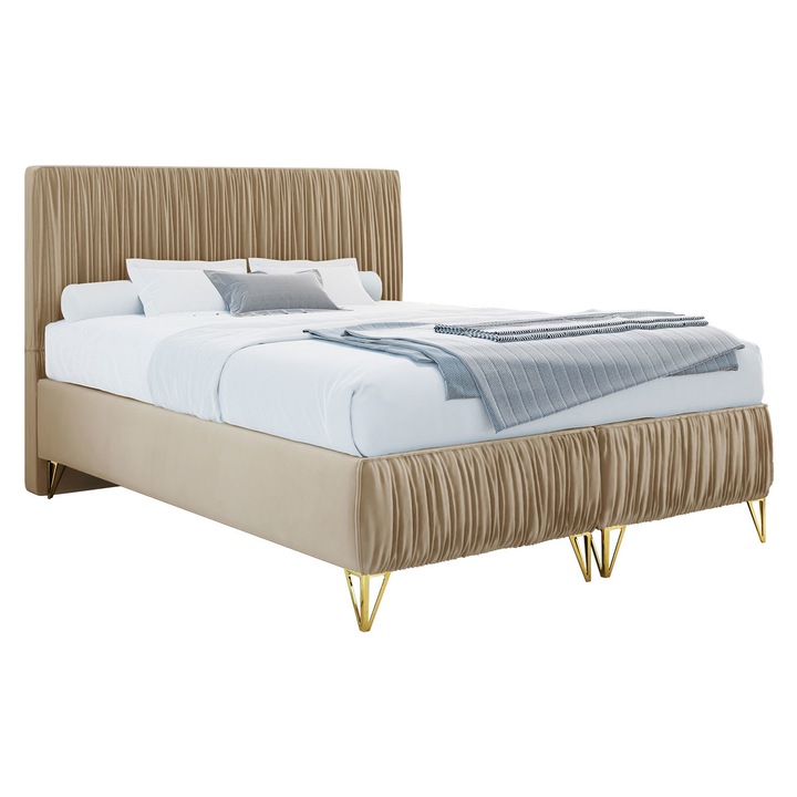 Pat tapitat Kottos II 180x200, MIRJAN24, bej, 180x209x120 cm