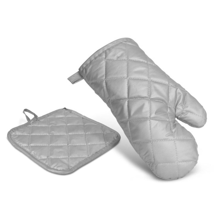 Edényfogó kesztyű és alátét szett - 25 cm - Szürke