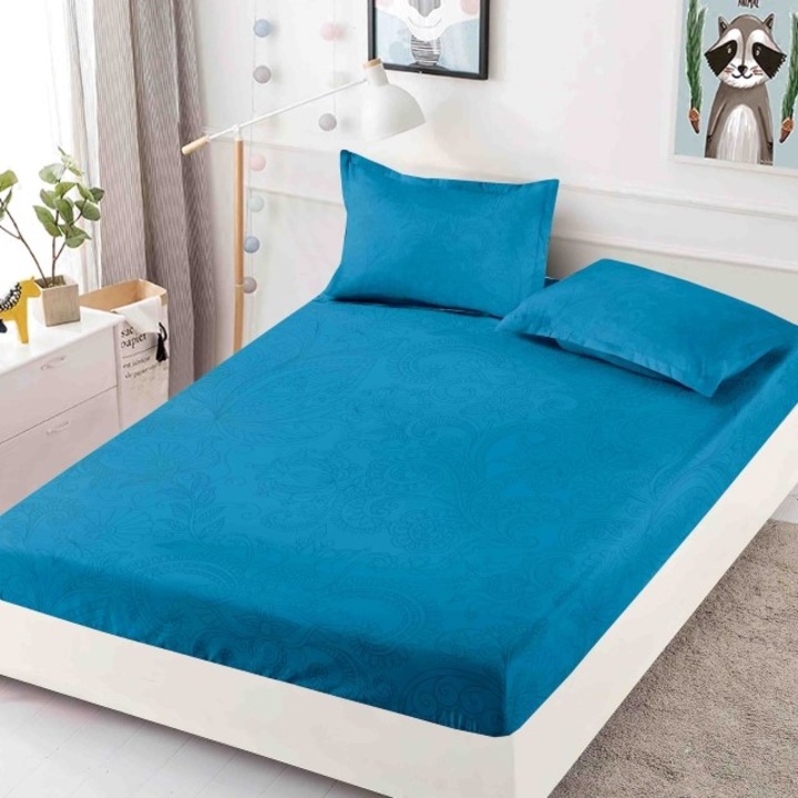 Покривало за двойно легло, с ластик, Jojo Home, Finet, Albstract print, 3 части, 2 лица, 180x200см, Син