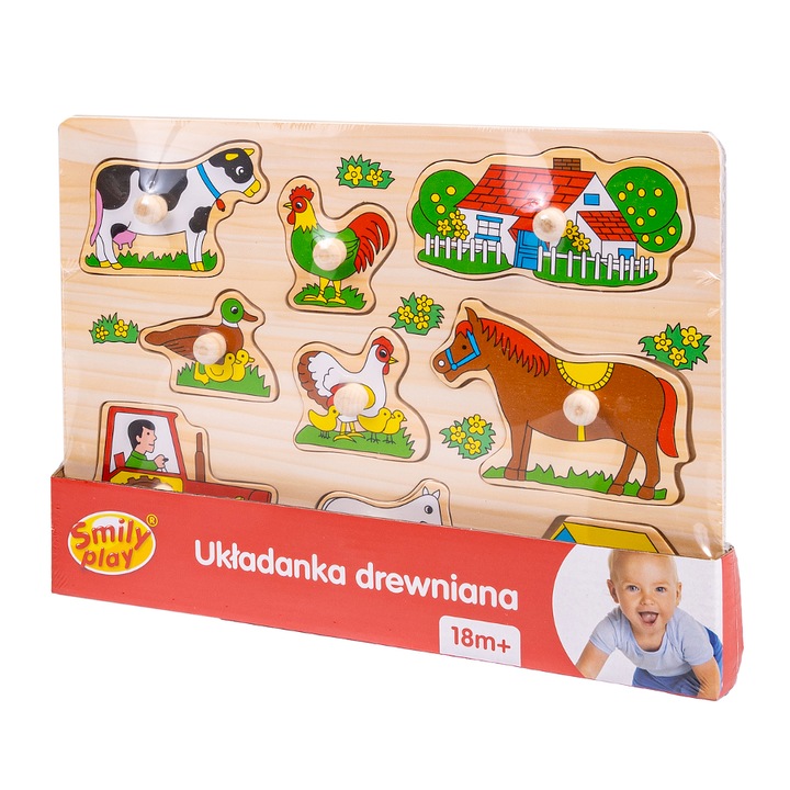 Gyerek puzzle, Smily Play, Fa, Multicolor