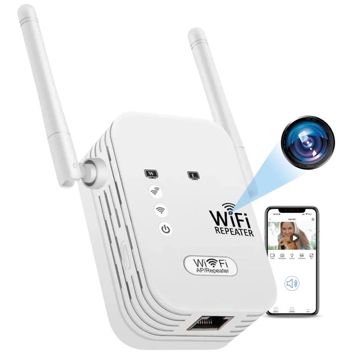 Camera Spion in Amplificator Semnal Wireless iUni RP1, Wi-Fi, Full HD, Senzor de miscare