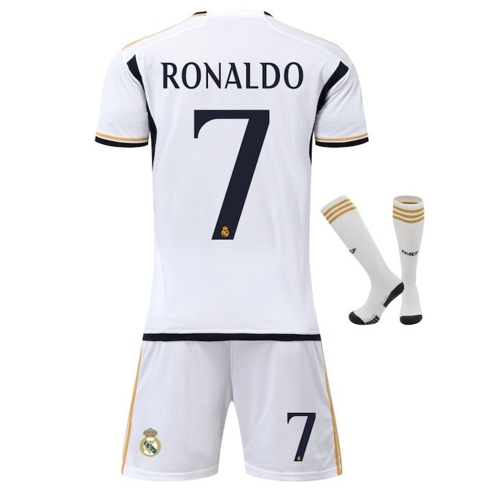Férfi sportfelszerelések Real Madrid Ronaldo futballingek, poliészter, fehér, Fehér