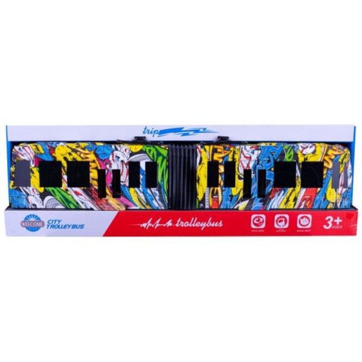 Tramvai de jucarie cu graffiti, Trip, Multicolor, 3+
