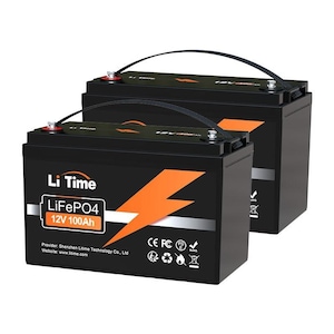 Set 2 baterii cu litiu LiFePO4, LiTime, Multifunctionala, 12V, 100Ah, Negru