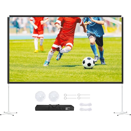 Ecran de proiectie Osoeri 120 inch 16: 9 HD cu suport pliabil si sac de apa, pliabil, portabil antirid pentru acasa, scoala, intalnire