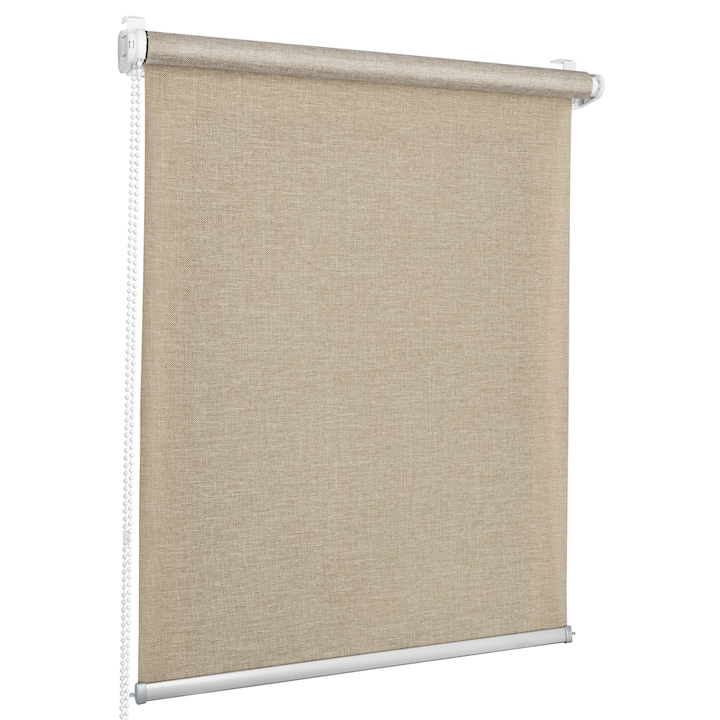 Roleta textila, melanj, semi-opaca, instalare non-invaziva, rulou midi SUN, 114 cm x 150 cm, bej