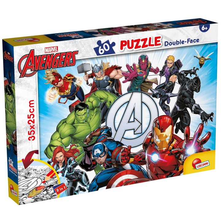 Puzzle, Lisciani, Minnie Mouse, Puzzle cu doua fete 60 piese