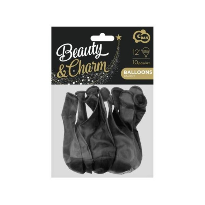 Комплект от 10 балона Beauty&Charm, 12", черен металик