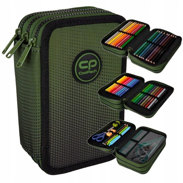 Penar cu 3 compartimente, CoolPack, 3 ani, Echipat, Verde