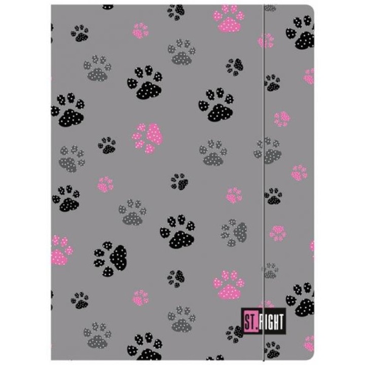 Dosar A4 cu elastic, ST RIGHT, Plastic, Gri/Roz