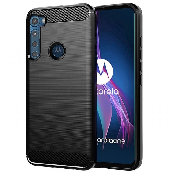 Husa pentru Motorola One Fusion - Techsuit Carbon Silicone - Black