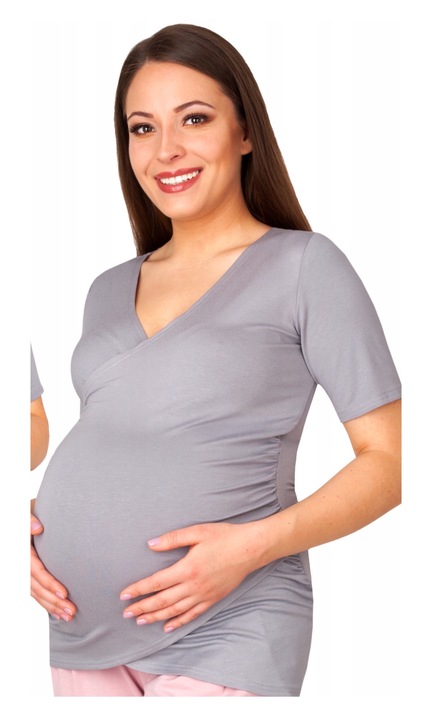 Bluza Maternitate, Bumbac, Pentru alaptare, Gri, Gri, 2XL-3XL