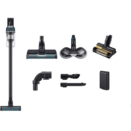 Aspirator vertical Samsung Jet 85 Premium VS20C852FTB/GE, 0.8L, 25.2V, 580W, Digital Inverter, Perie Slim LED pentru parchet, Perie Mop, Perie Pet, 60 min autonomie, Negru-Albastru