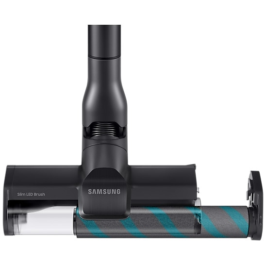 Aspirator vertical Samsung Jet 85 Complete Extra VS20C8534TB/GE, 0.8L, 25.2V, 580W, Digital Inverter, Perie Jet Dual pentru covoare, Perie Slim LED pentru parchet, Perie Pet, 120 min autonomie (2 baterii), Negru-Albastru