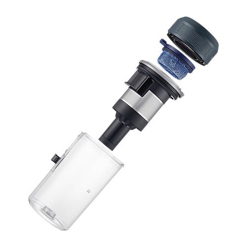 Aspirator vertical Samsung Jet 85 Complete Extra VS20C8534TB/GE, 0.8L, 25.2V, 580W, Digital Inverter, Perie Jet Dual pentru covoare, Perie Slim LED pentru parchet, Perie Pet, 120 min autonomie (2 baterii), Negru-Albastru
