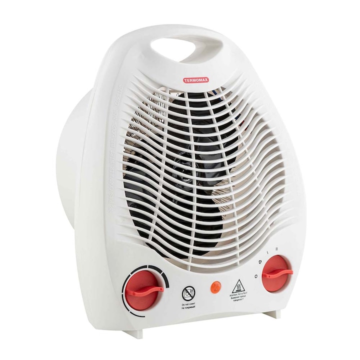 Вентилаторна печка Termomax TR2004,2000W, Вентилатор, Защита от прегряване, Термостат, Дръжка за лесно пренасяне, Бял