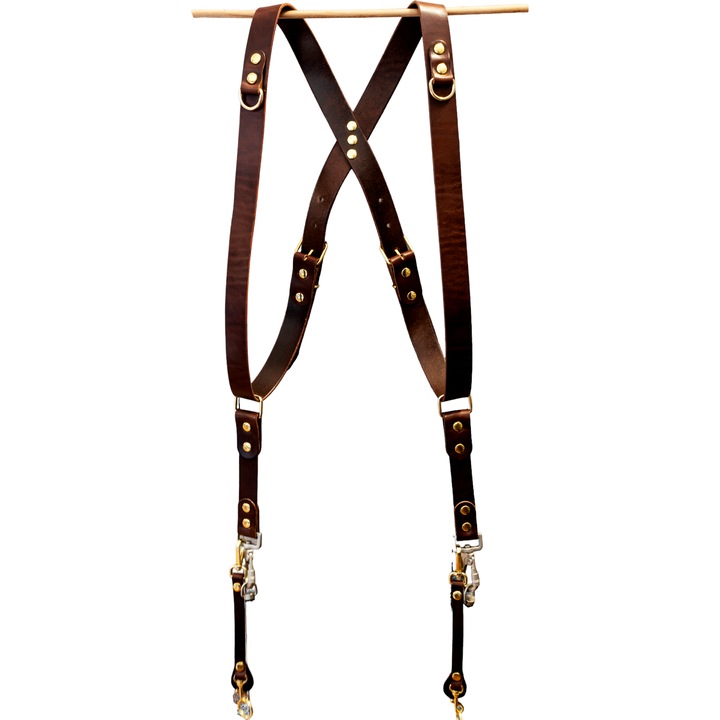 Ham Dublu Pentru Aparate Foto, Artiss, Curea Dubla Pentru Aparate Foto DSLR/Mirrorless, Piele Naturala, Marime Universala, Maro