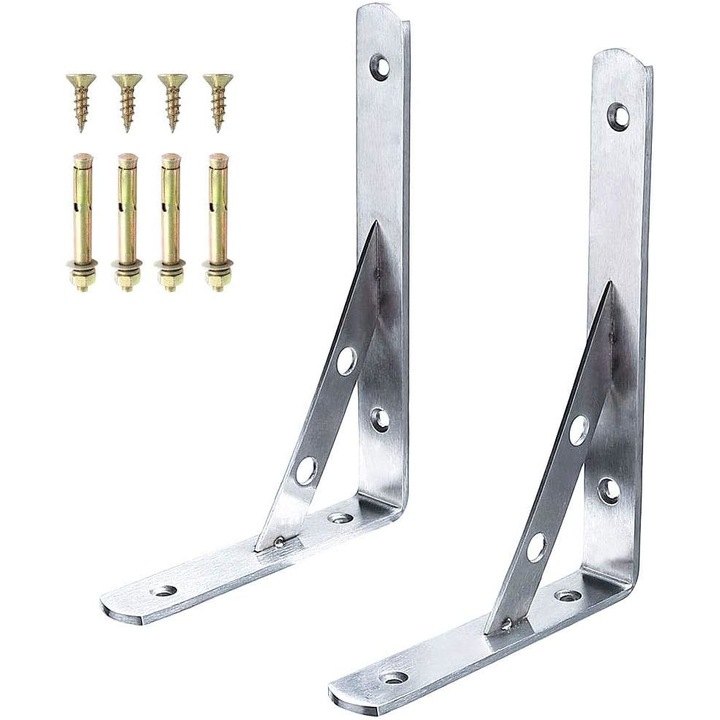 2 polctartó készlet, Jormftte, Rozsdamentes acél, 200x138mm, Ezüst