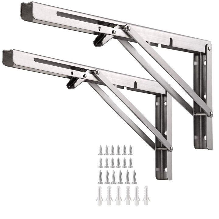 Összecsukható polctartó, Jormftte, Rozsdamentes acél, 400mm, Ezüst
