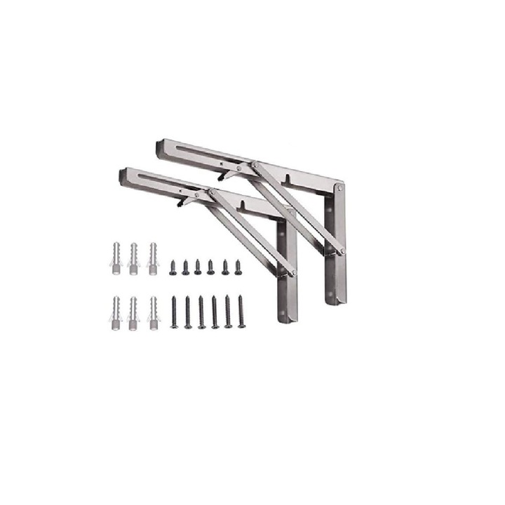 Összecsukható polctartó, Jormftte, Rozsdamentes acél, Ezüst