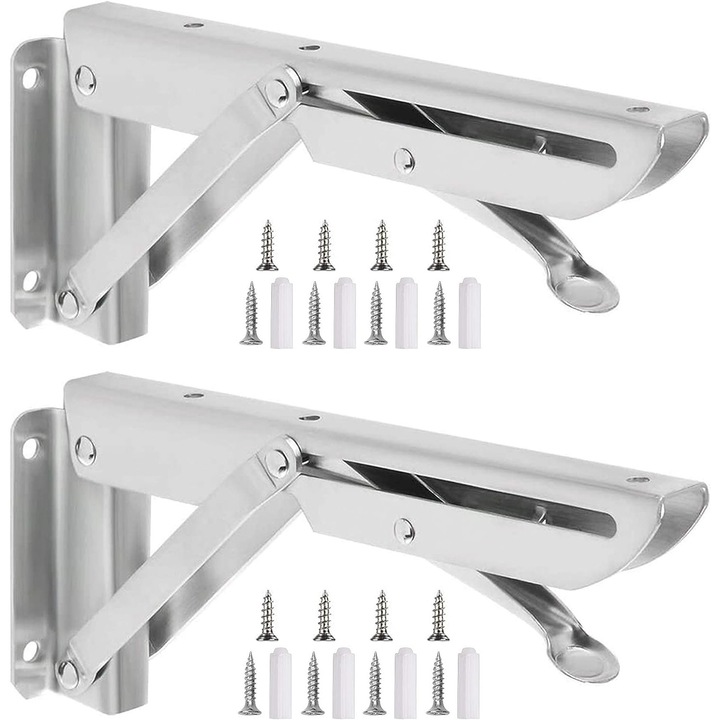 2 db polctartó készlet, Jormftte, Rozsdamentes, Tartozékokkal, Ezüst