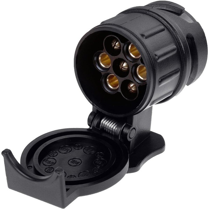 Adaptor carlig remorca, Jormftte, Plastic, 13 pini/7 pini, Negru