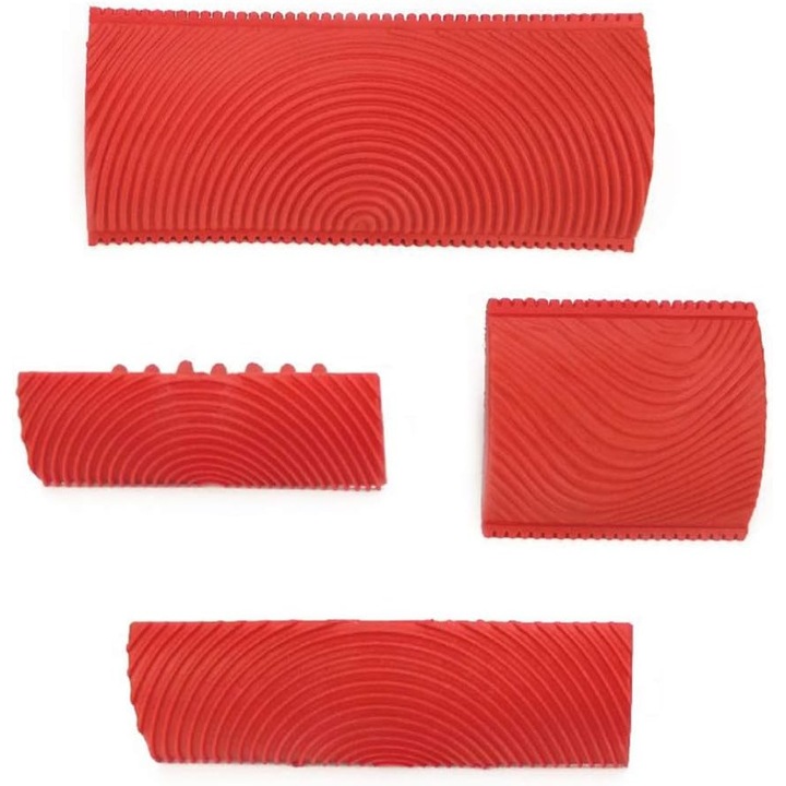 Set de 4 unelte pentru vopsit imitatie lemn QttvbTna, cauciuc, multicolor, 15x6.4cm/7.2x6.4cm/13x4cm/9x3cm