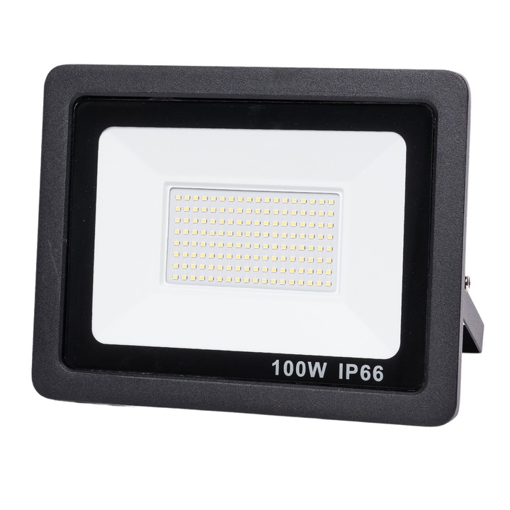 Proiector led 100W ultra slim, lumina rece 6500K, Negru, 9500 lumeni, IP66