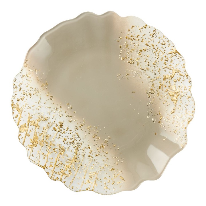 Чиния, Vila Italia, Стъкло, Кръгла, 31 см, Бежова