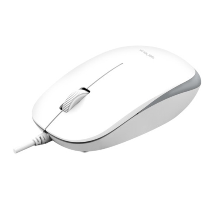 Мишка Serioux SRX9800WHT, Жична, USB, 1000 dpi, Бял/Сив