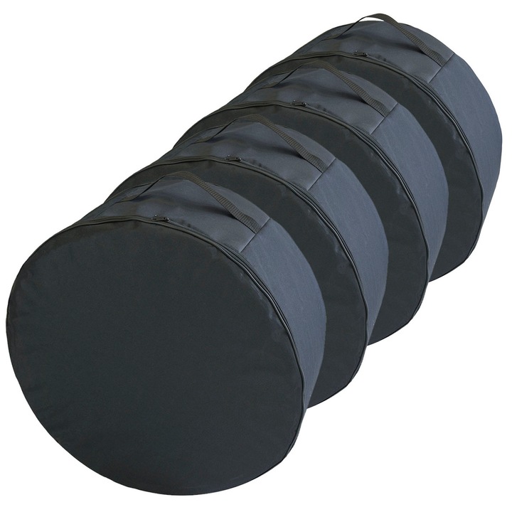 Комплект 4 капака за гуми, Ferocity, Полиестер, 17"-22", 75x26 см, Черен