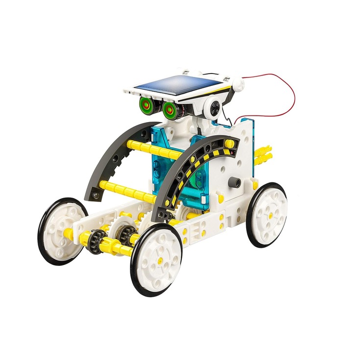 Set de creatie roboti cu energie solara 13 in 1 pentru copii de la 8 ani, Darklove, Usor de asamblat, Pentru a construi diferite tipuri de roboti si experimente educationale, ABS, Alb