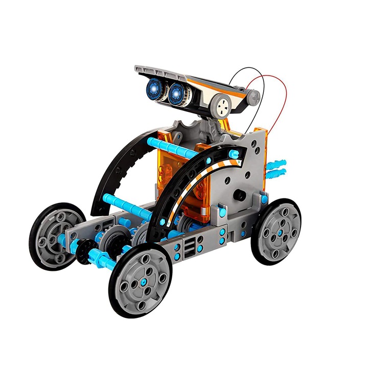 Set de creatie roboti cu energie solara 13 in 1 pentru copii de la 8 ani, Darklove, Usor de asamblat, Pentru a construi diferite tipuri de roboti si experimente educationale, ABS, Gri