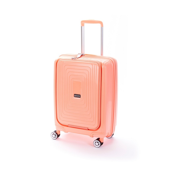 Kabinbőrönd, Davidts, Wallaby, Laptop rekesz 17", 4 kerekű, Polipropilén, 55 cm, Korall