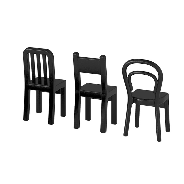 Set agatatori pentru hol sau bucatarie, forma scaun, 3 bucati, 6x12cm, plastic, Negru