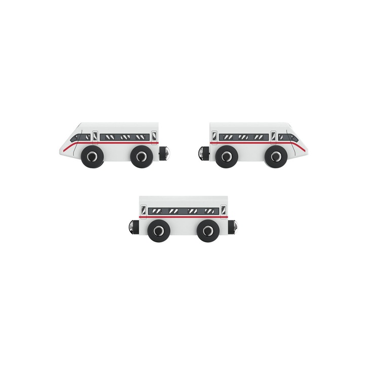 Trenulet PLAYTIVE German Express Train din Lemn Real, Descopera Magia Calatoriilor