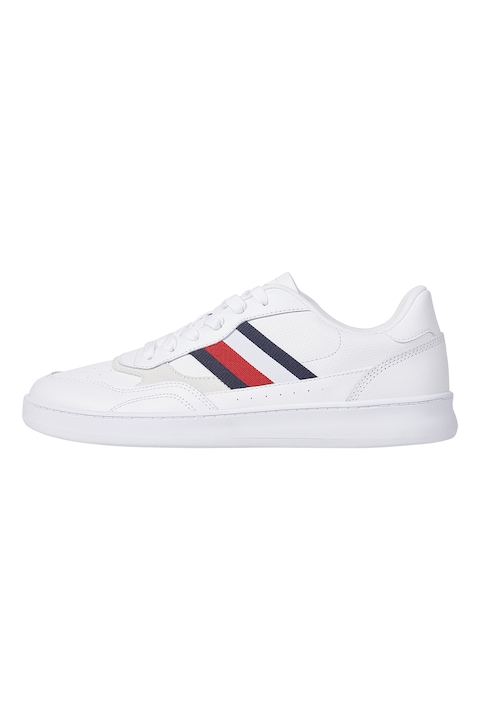 Tommy Hilfiger, Bőr és nyersbőr sneaker, Fehér