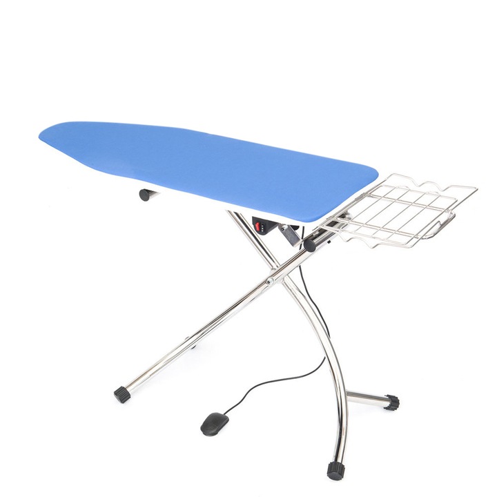 Masa de calcat, Aeolus Eolo Home & Professional, Metal, 120 x 45 cm, 50 x 150 x 23 cm, 43.5 x 28 cm, Argintiu/Albastru
