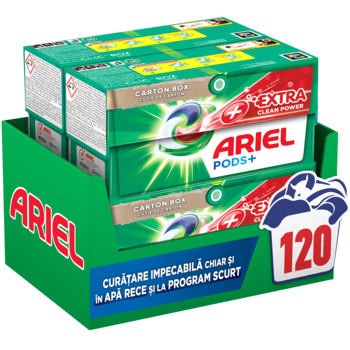 Detergent de rufe capsule Ariel PODS+ Extra Clean Power, 4x30 buc, 120 spalari